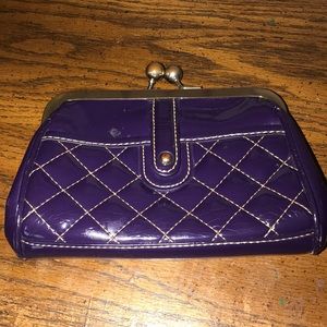 Maxx New York Purple Patent Kiss Lock Wallet